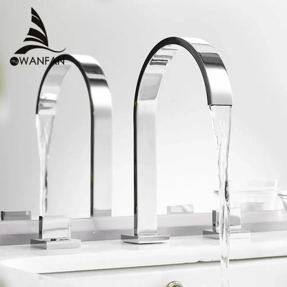 Modern chrome waterfall brass chrome bathroom sink faucet