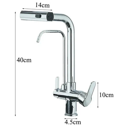 Modern chrome waterfall kitchen faucet with pull out spray