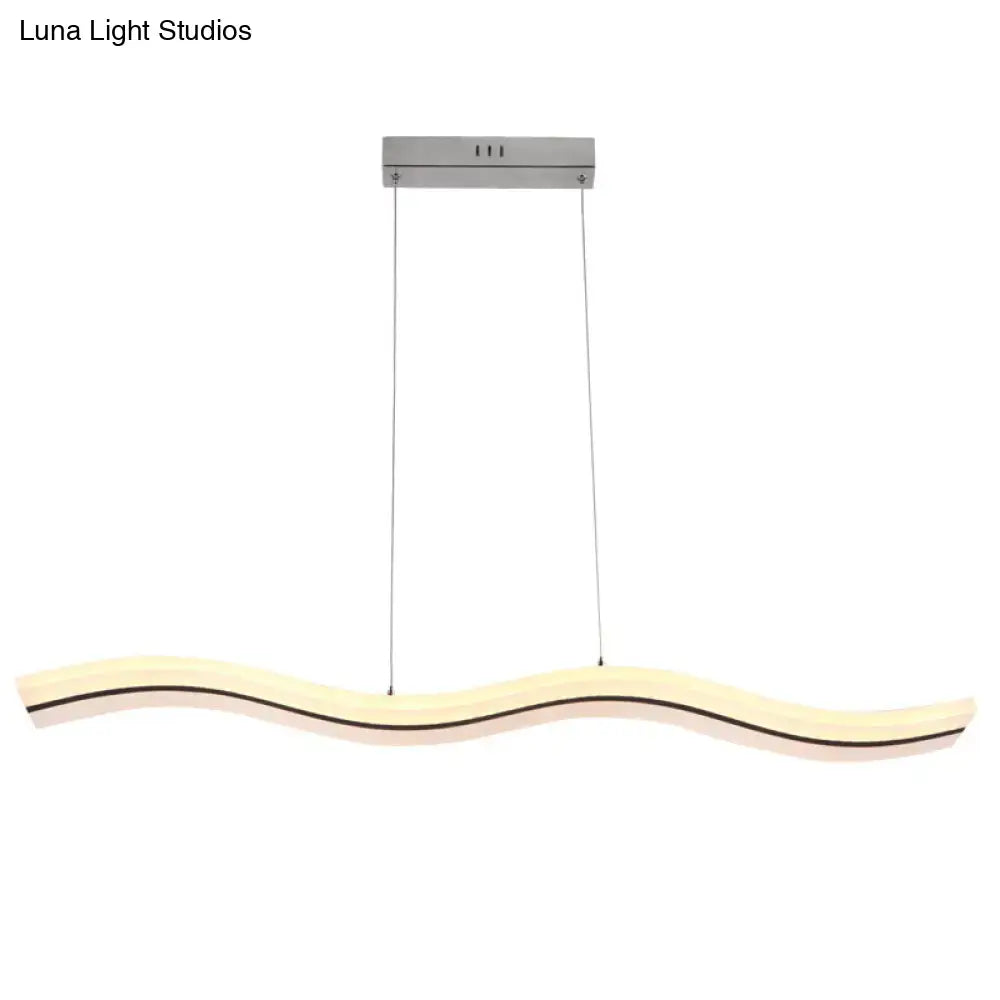 Modern chrome wave led island lighting fixture kitchen pendant light