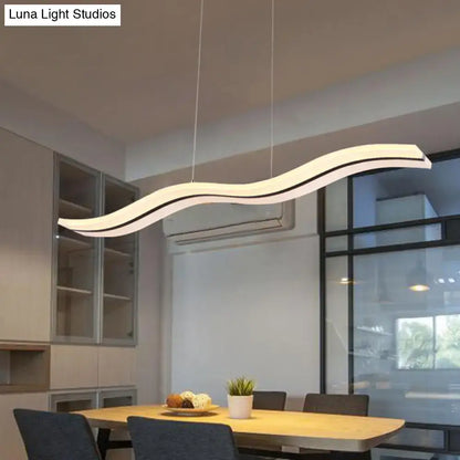 Modern chrome wave led island lighting fixture kitchen pendant light