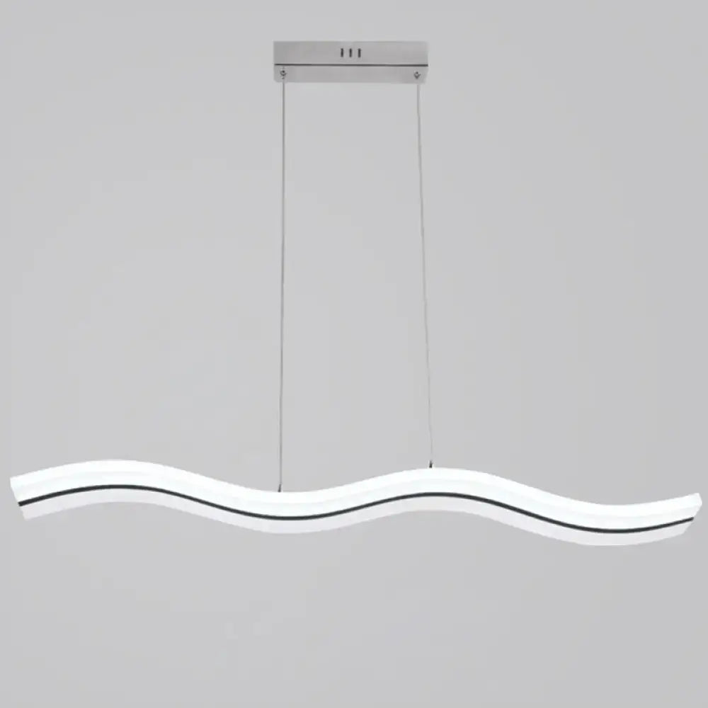 Modern chrome wave led island lighting fixture kitchen pendant light