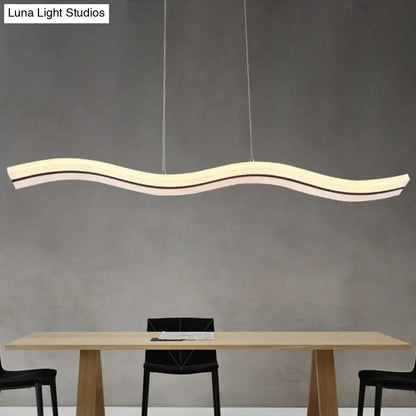 Modern chrome wave led island lighting fixture kitchen pendant light
