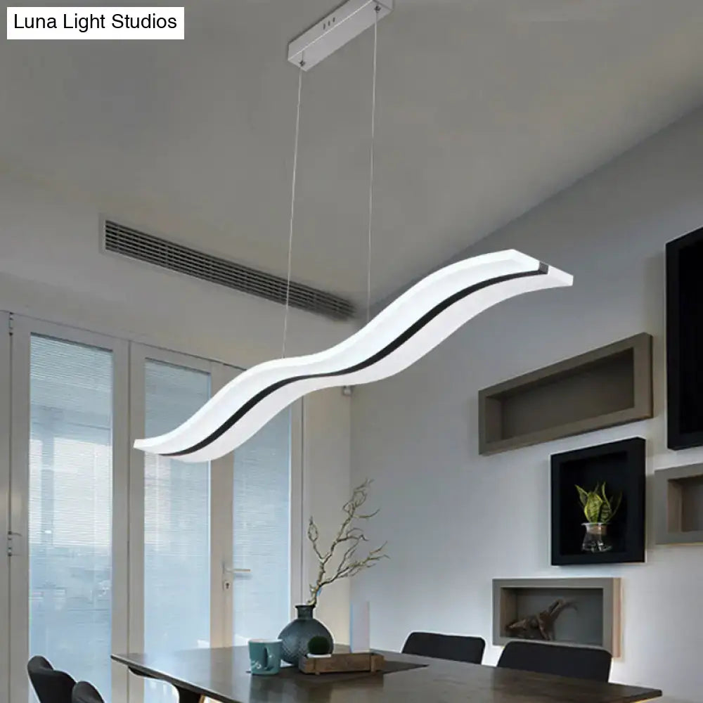 Modern chrome wave led island lighting fixture kitchen pendant light