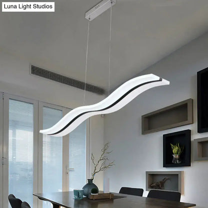 Modern chrome wave led island lighting fixture kitchen pendant light