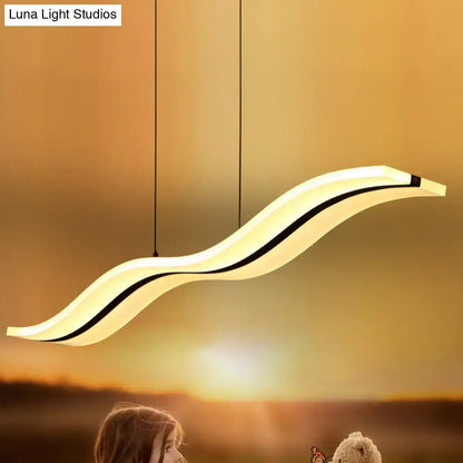 Modern chrome wave led island lighting fixture kitchen pendant light