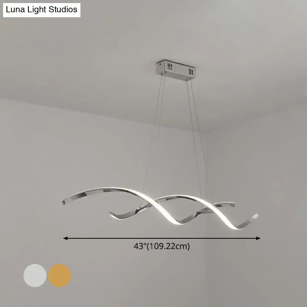 Modern chrome wave led island lighting – kitchen pendant light