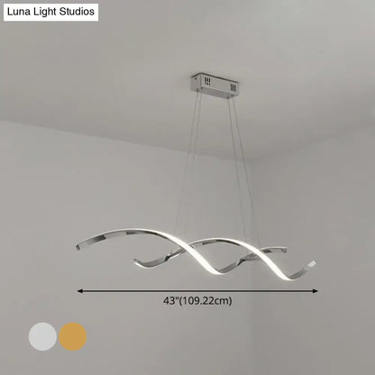 Modern chrome wave led island lighting – kitchen pendant light