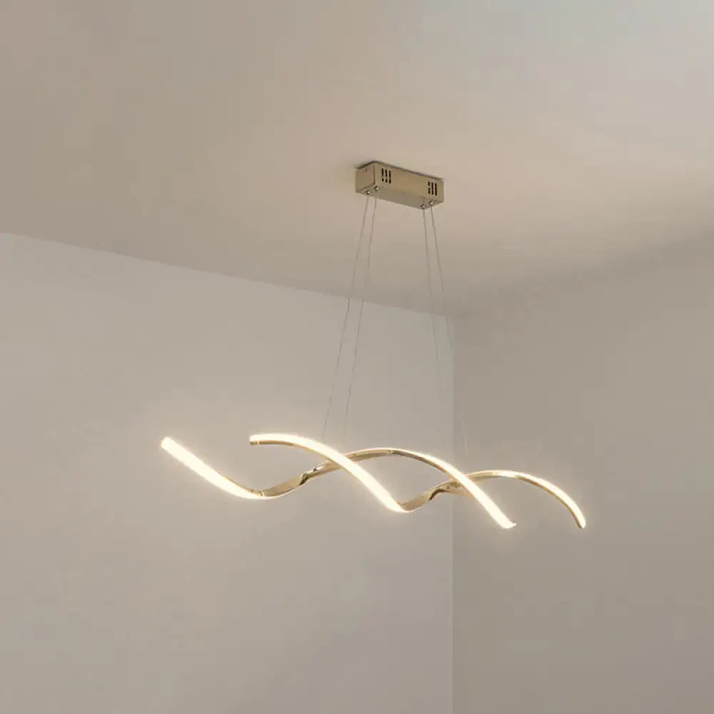 Modern chrome wave led island lighting – kitchen pendant light