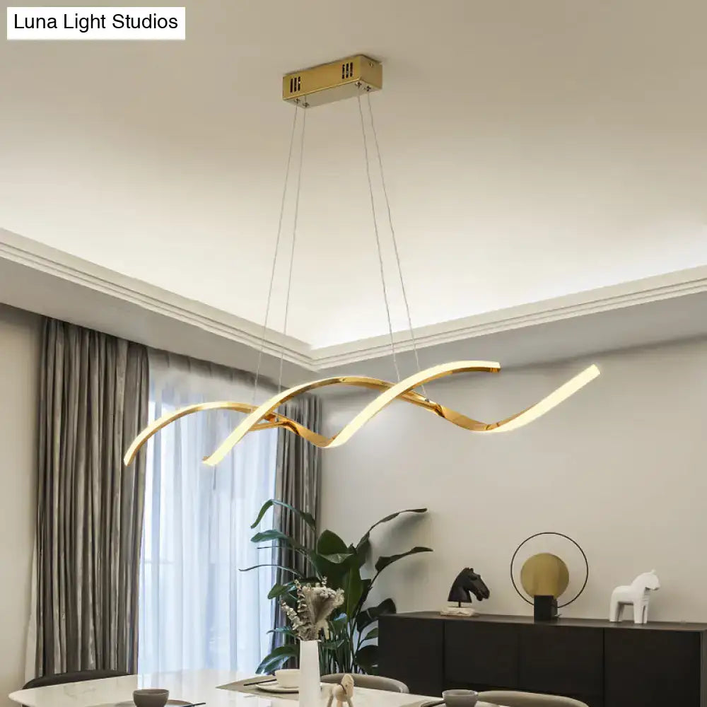 Modern chrome wave led island lighting – kitchen pendant light