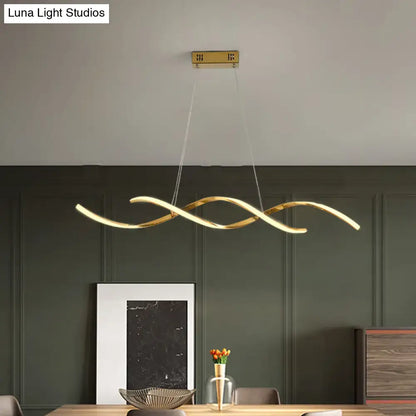 Modern chrome wave led island lighting – kitchen pendant light