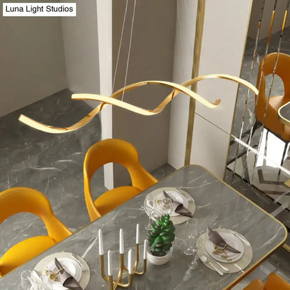Modern chrome wave led island lighting – kitchen pendant light