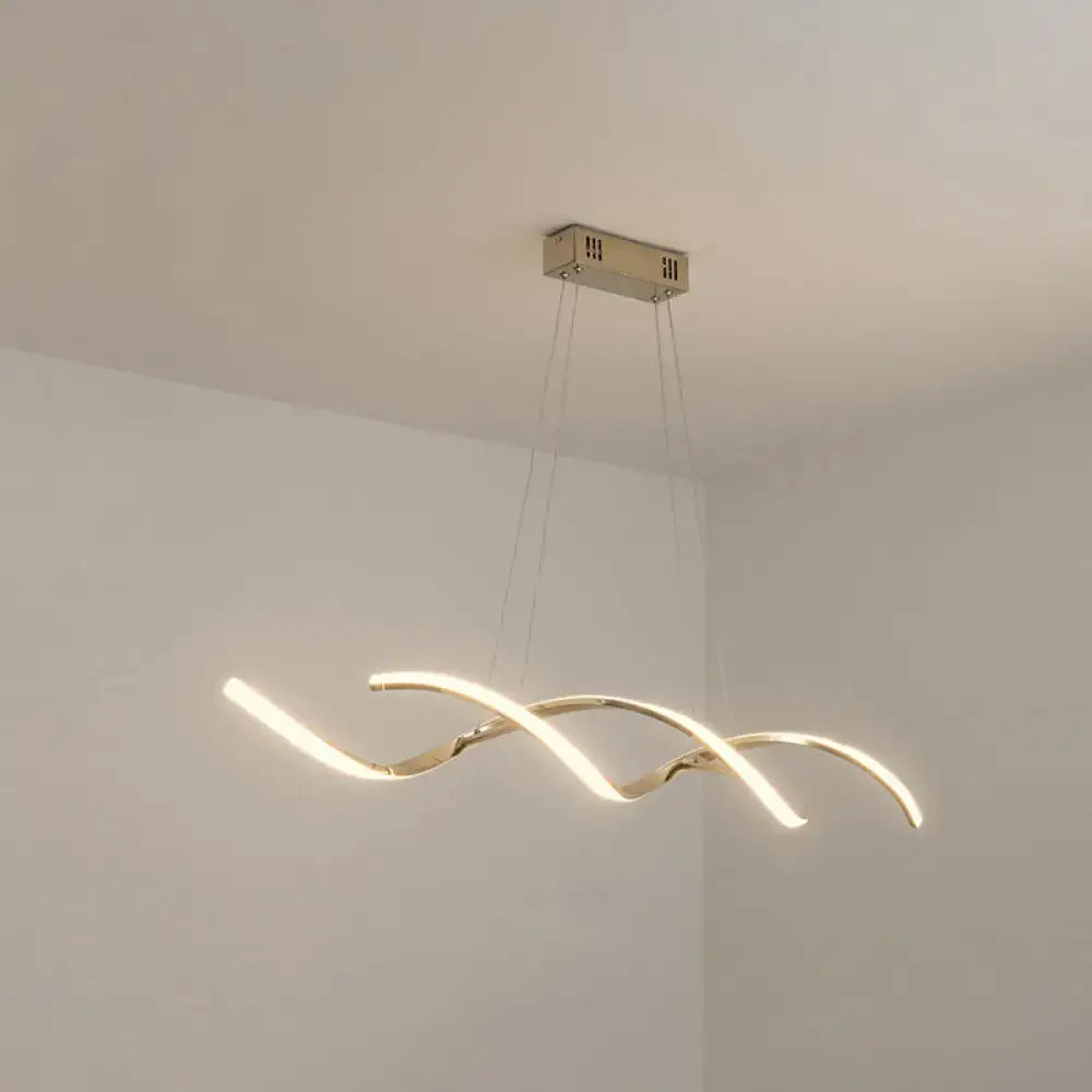 Modern chrome wave led island lighting – kitchen pendant light