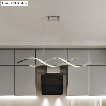 Modern chrome wave led island lighting – kitchen pendant light