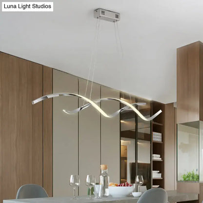 Modern chrome wave led island lighting – kitchen pendant light