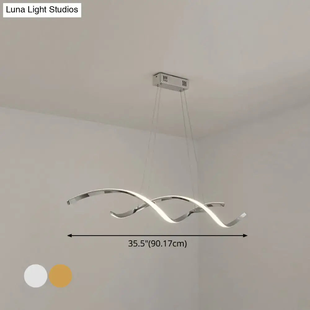 Modern chrome wave led island lighting – kitchen pendant light