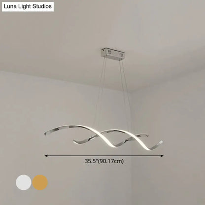 Modern chrome wave led island lighting – kitchen pendant light