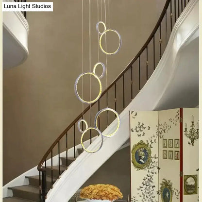 Modern circle led crystal pendant light for dining room
