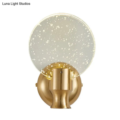 DecorBites™ Modern Circle Panel LED Wall Lamp with Bubble Crystal in Gold, 5"/6" Wide