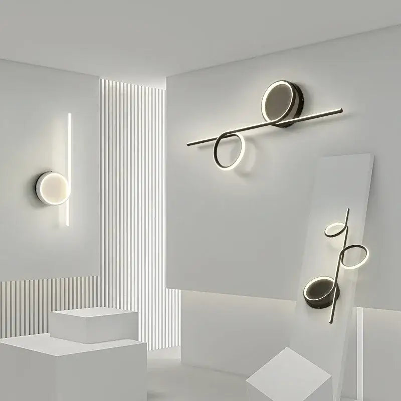 Modern circle straight bar wall lamp for bedroom and living room