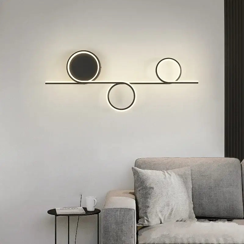 Modern circle straight bar wall lamp for bedroom and living room