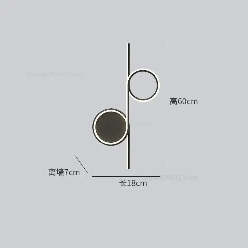 Modern circle straight bar wall lamp for bedroom and living room