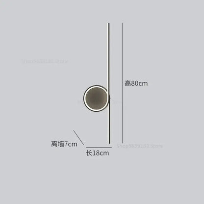 Modern circle straight bar wall lamp for bedroom and living room