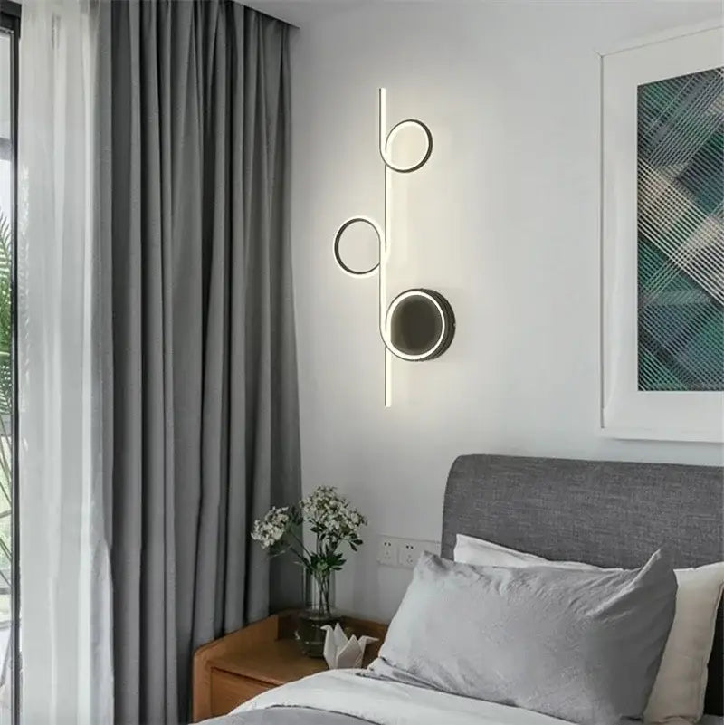 Modern circle straight bar wall lamp for bedroom and living room