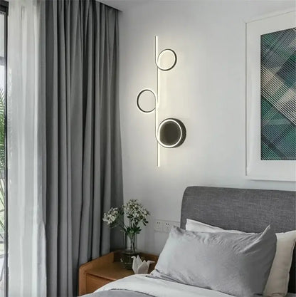 Modern circle straight bar wall lamp for bedroom and living room