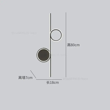 Modern circle straight bar wall lamp for bedroom and living room