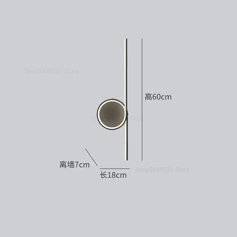 Modern circle straight bar wall lamp for bedroom and living room