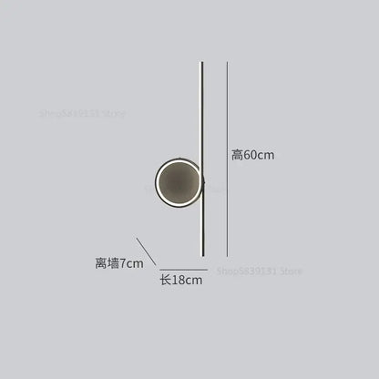 Modern circle straight bar wall lamp for bedroom and living room