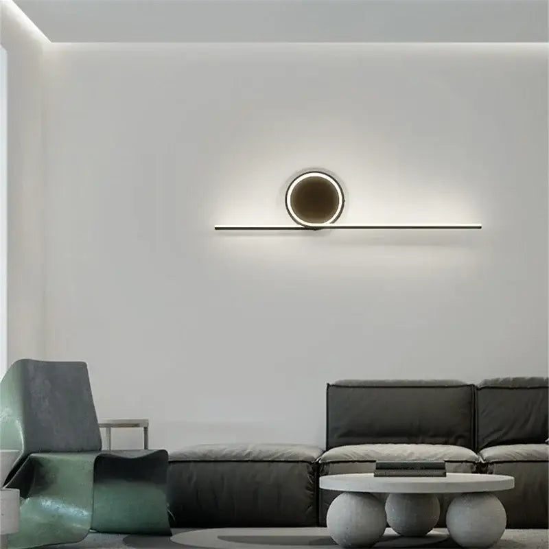 Modern circle straight bar wall lamp for bedroom and living room