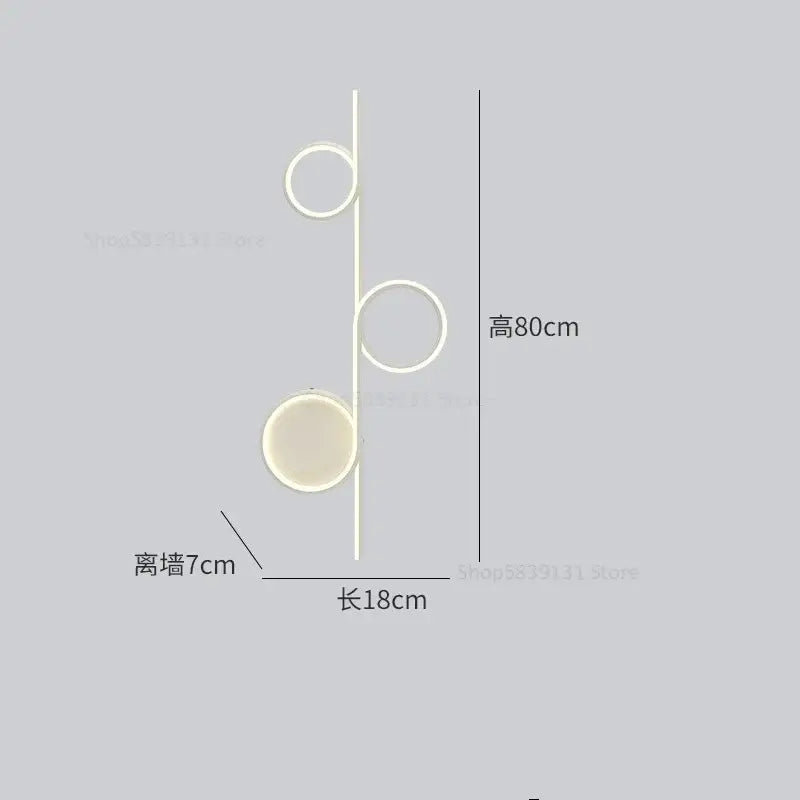 Modern circle straight bar wall lamp for bedroom and living room