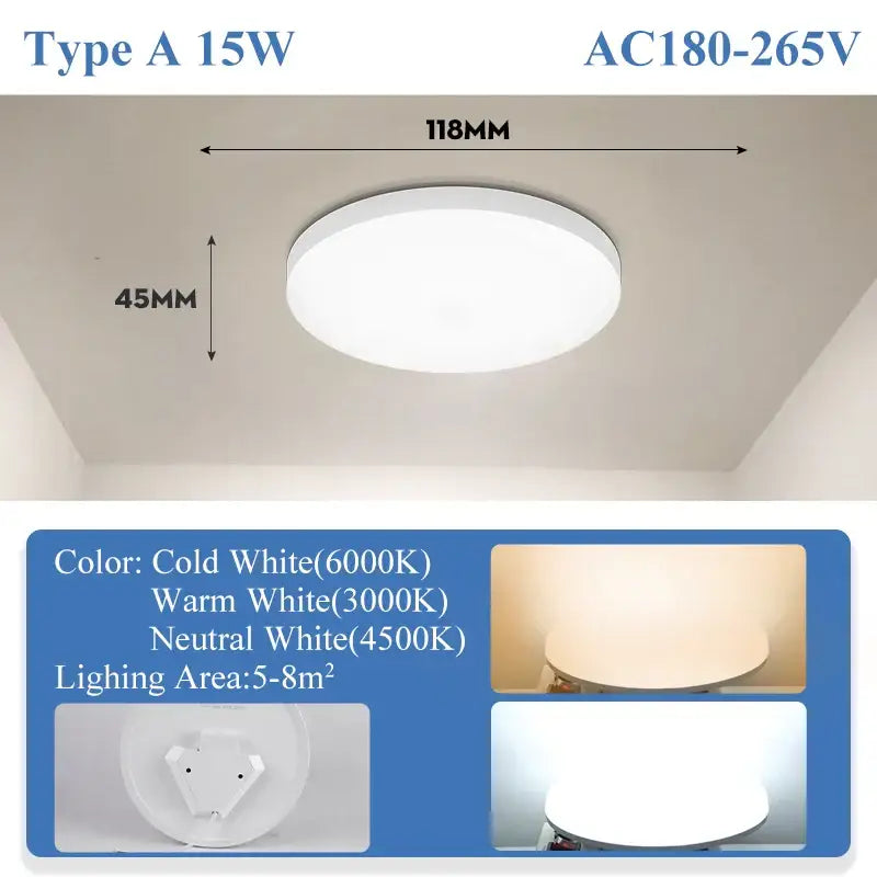 Modern circular black and white led ceiling light bathroom fixture