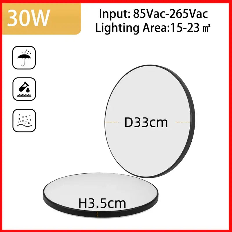 Modern circular black and white led ceiling light bathroom fixture