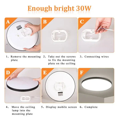 Modern circular black and white led ceiling light bathroom fixture