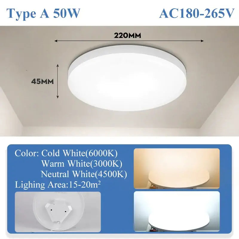 Modern circular black and white led ceiling light bathroom fixture