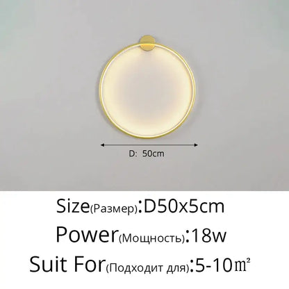 Modern circular black led wall lights for living room decor