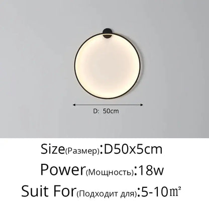 Modern circular black led wall lights for living room decor