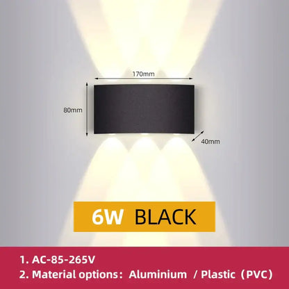 Modern circular black solar led wall light garden exterior decor