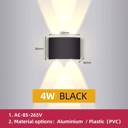 Modern circular black solar led wall light garden exterior decor
