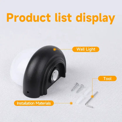 Modern circular black solar led wall light garden exterior decor