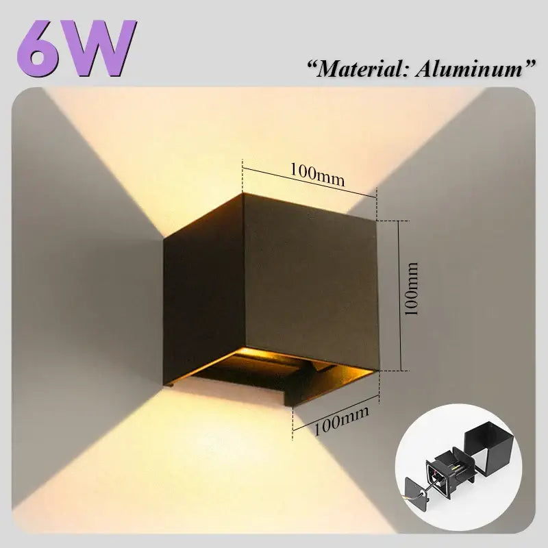 Modern circular black solar led wall light garden exterior decor