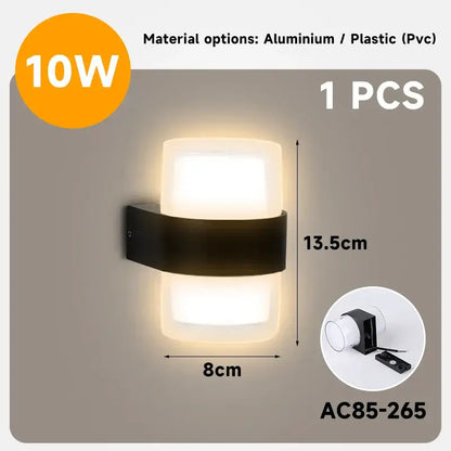 Modern circular black solar wall light exterior acrylic led wall