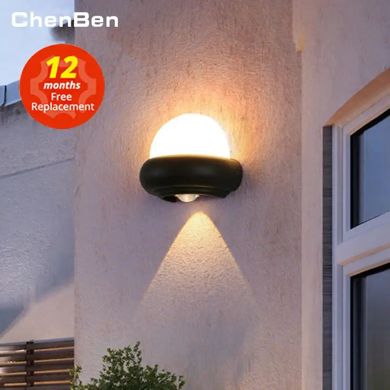 Modern circular black solar wall light exterior acrylic led wall