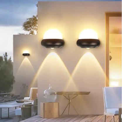 Modern circular black solar wall light exterior acrylic led wall