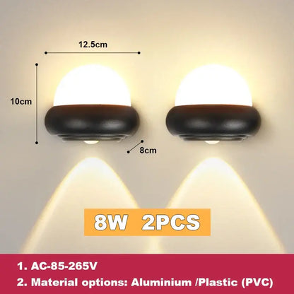 Modern circular black solar wall light exterior acrylic led wall