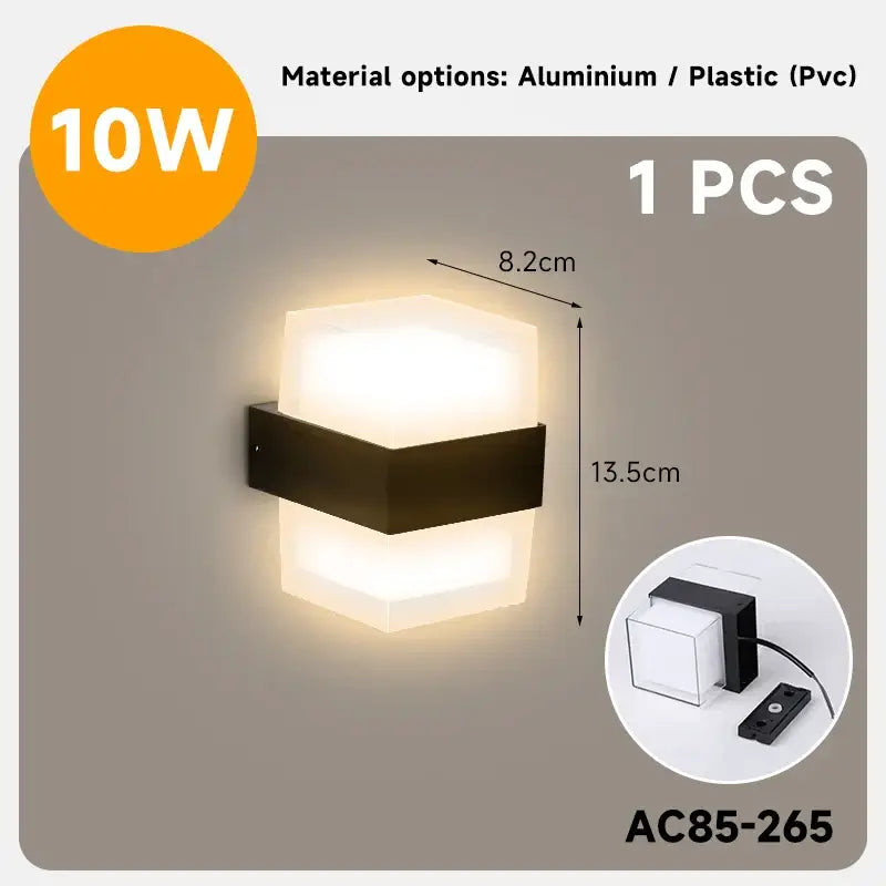 Modern circular black solar wall light exterior acrylic led wall
