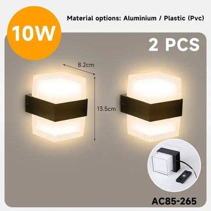 Modern circular black solar wall light exterior acrylic led wall