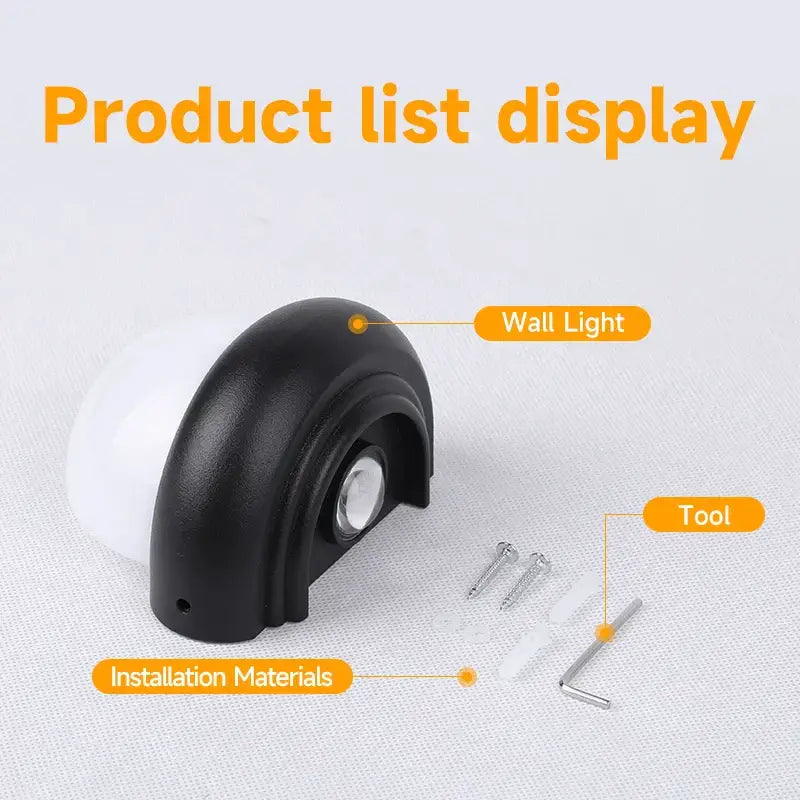 Modern circular black solar wall light exterior acrylic led wall